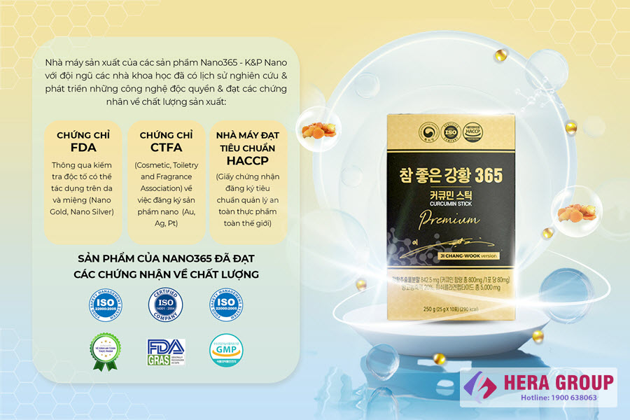 Chứng nhận Thạch nghệ Nano 365 Collagen Premium (30 thanh)