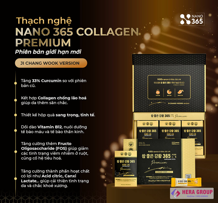 Thạch nghệ Nano 365 Collagen Premium (30 thanh)