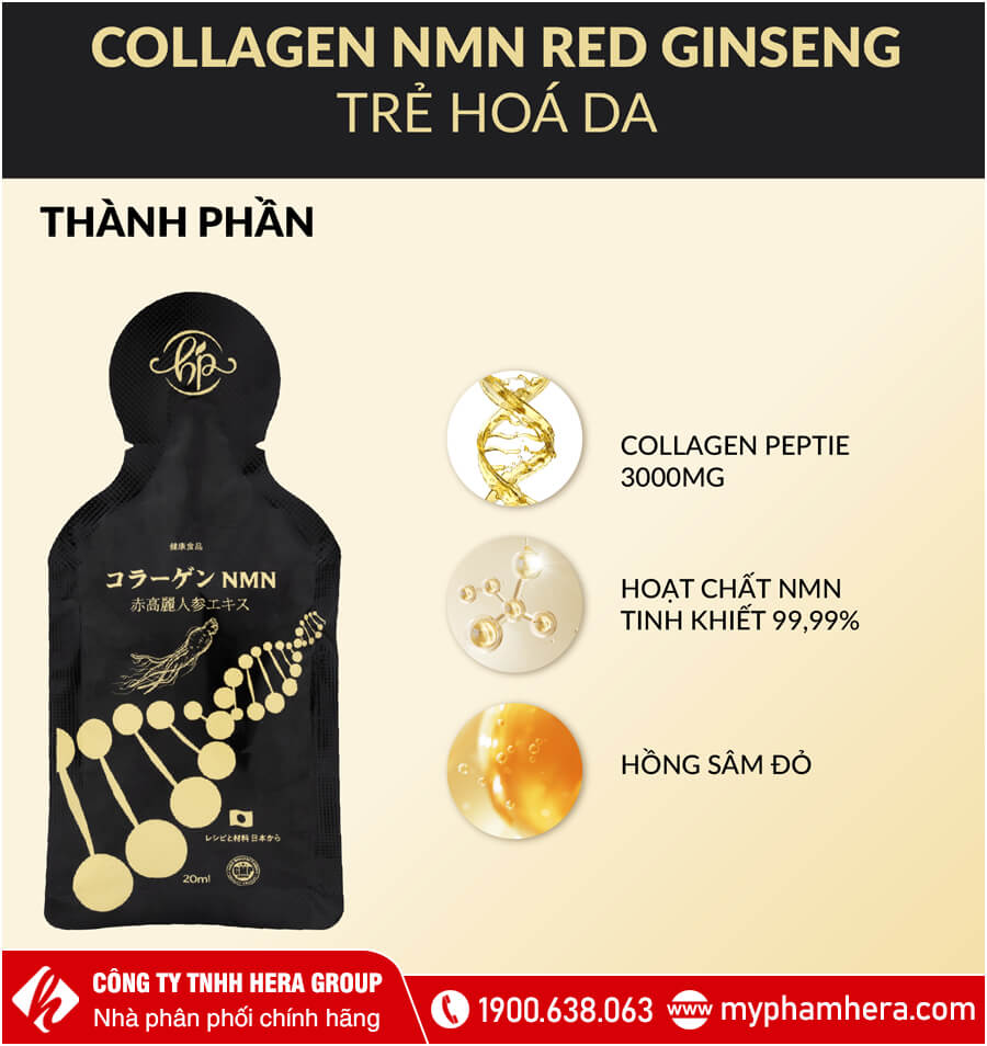 thành phần nước uống Collagen NMN Huyền Phi chính hãng myphamhera.com