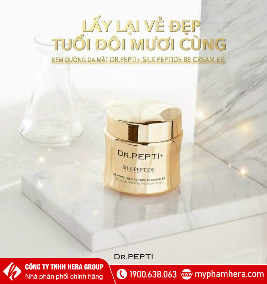 công dụng Kem dưỡng tinh chất vàng 24K chống lão hóa Dr.Pepti Silk Peptide 88 Cream EX myphamhera.com