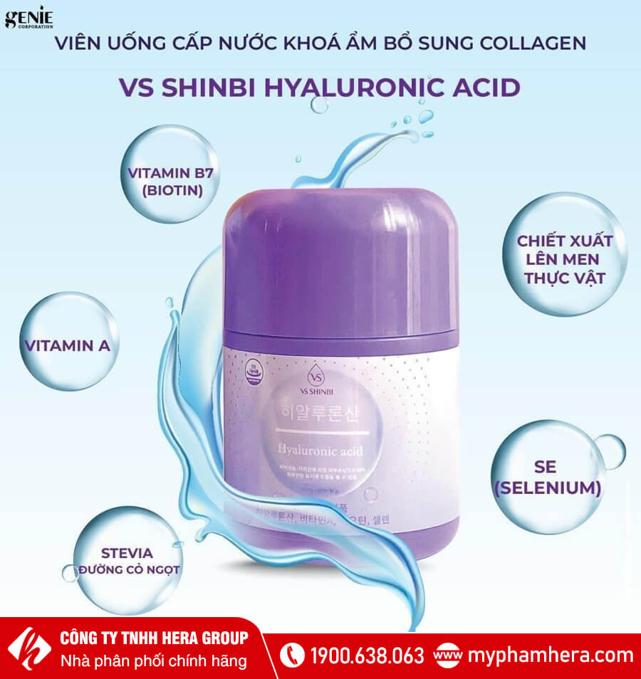 công dụng Viên cấp nước khóa ẩm bổ sung Collagen VS Shinbi Hyaluronic Acid myphamhera.com
