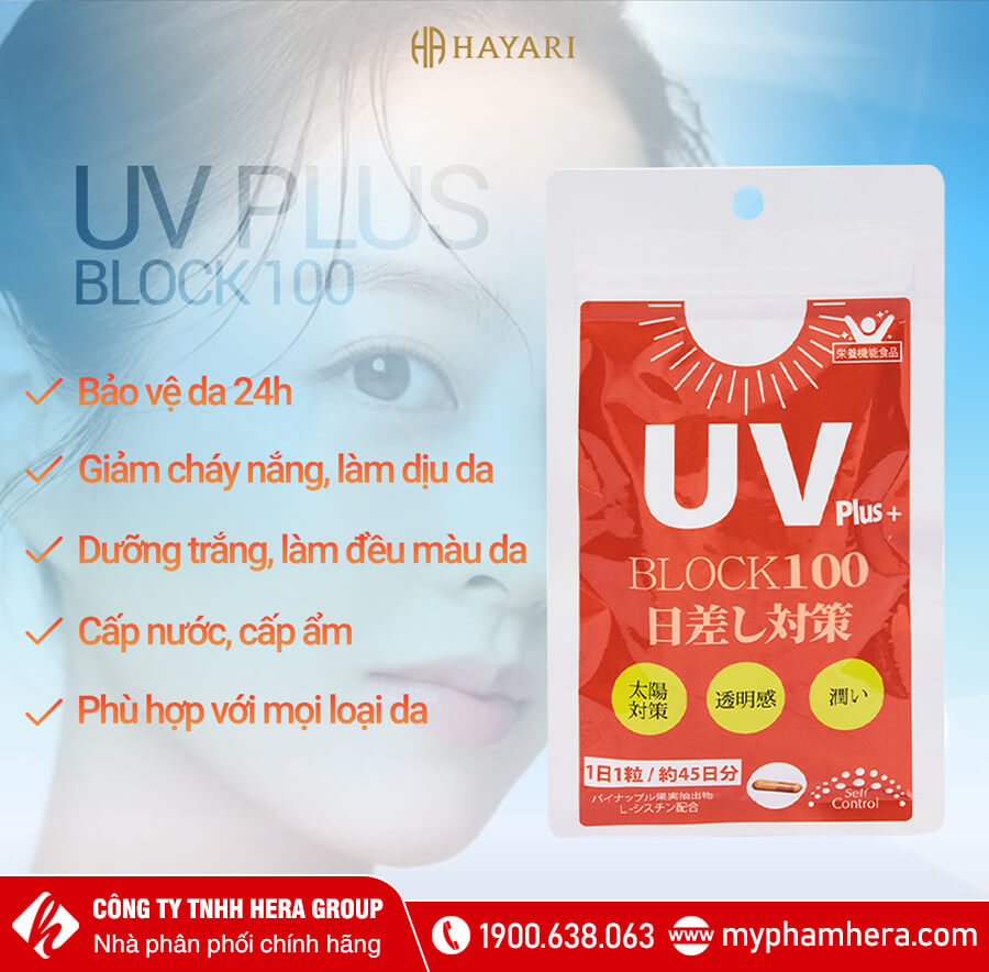 công dụng Viên uống chống nắng nội sinh UV Plus+ Block myphamhera.com