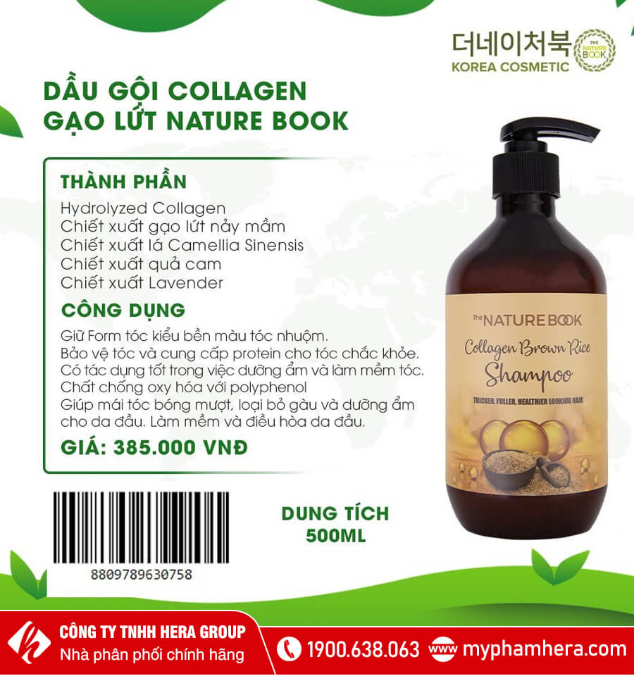 dầu gội collagen gạo lứt the nature book myphamhera.com