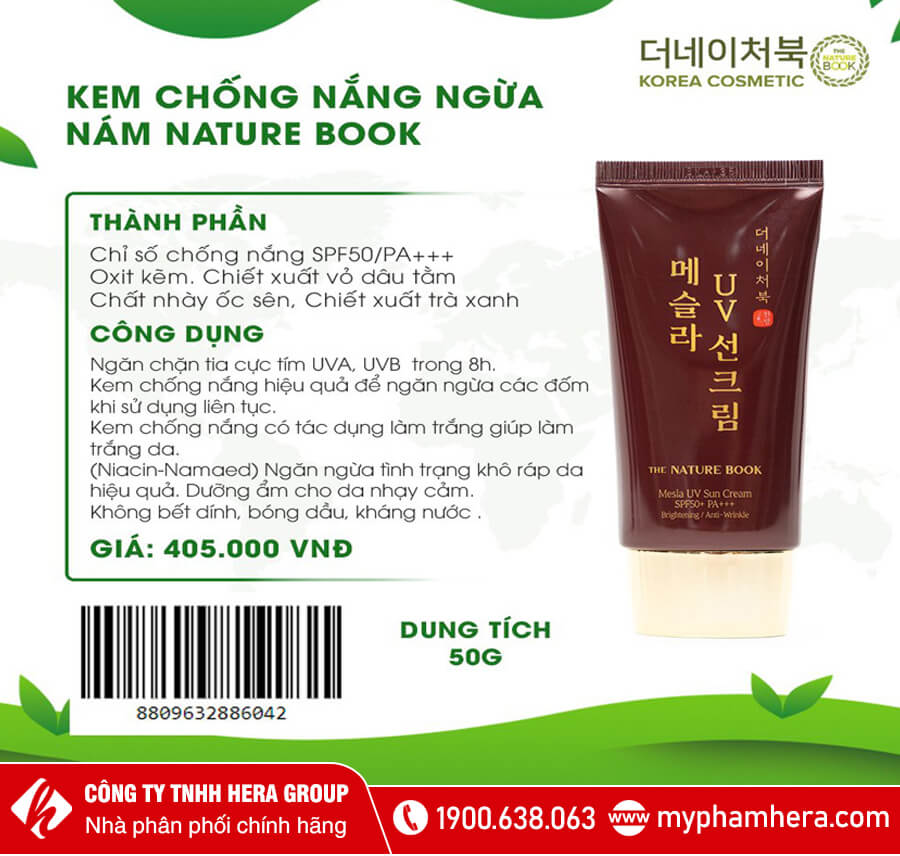 kem chống nắng ngừa nám the nature book myphamhera.com