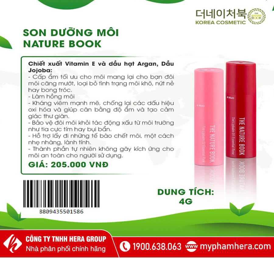 son dưỡng môi the nature book myphamhera.com