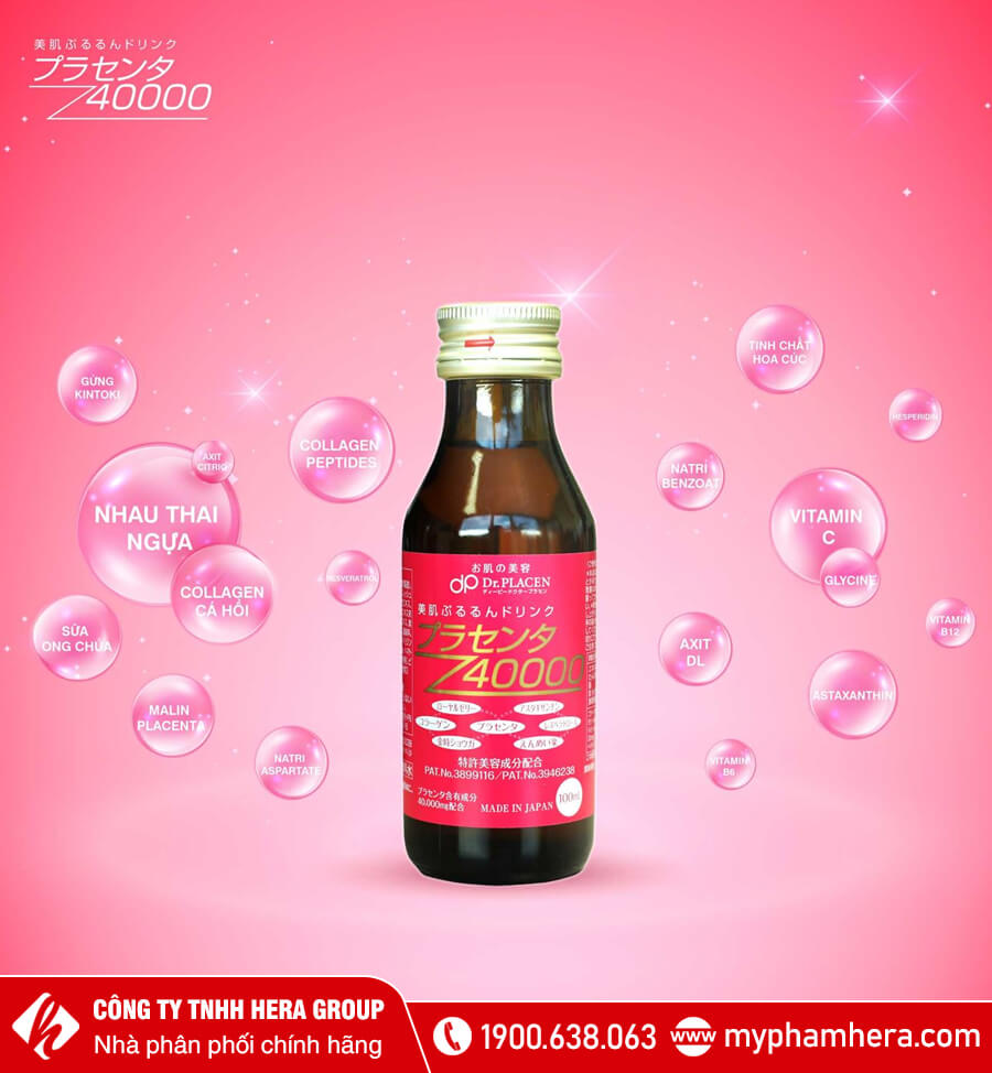 thành phần Nước uống tinh chất nhau thai Collagen Placenta 40.000 myphamhera.com