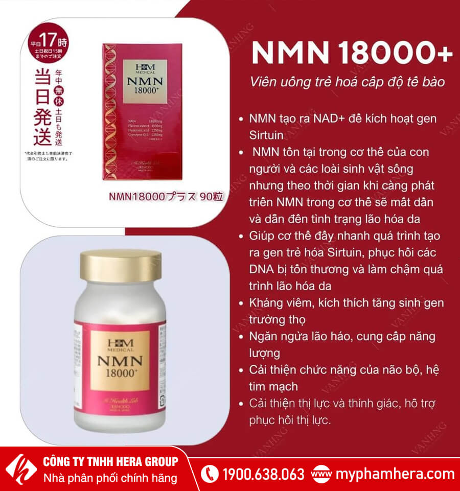 công dụng Viên uống NMN+ 18000 Aishodo myphamhera.com