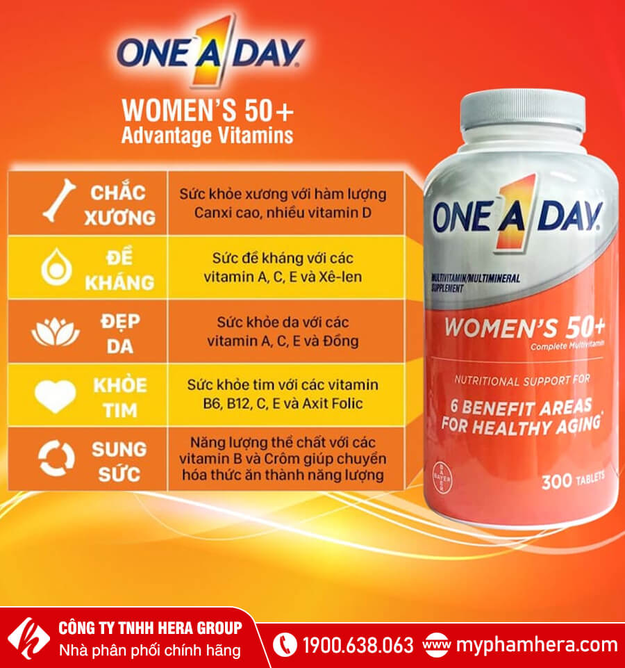 công dụng Viên Uống One A Day Women’s 50+ Multivitamin dành cho nữ