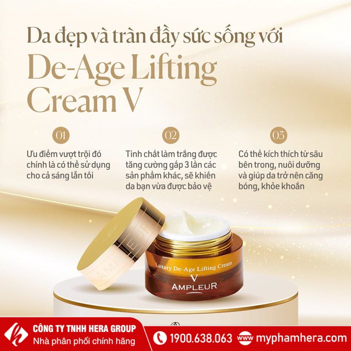 Ưu điểm Kem dưỡng Ampleur Luxury De-Age Lifting Cream V Nhật Bản