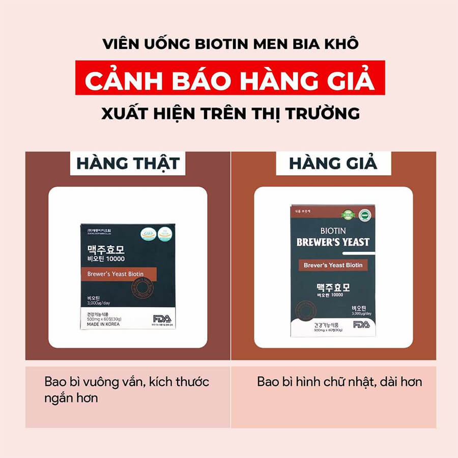 cách phân biệt viên uống mọc tóc Biotin men bia khô myphamhera.com
