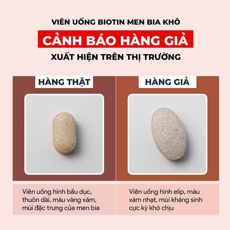 cách phân biệt viên uống mọc tóc Biotin men bia khô myphamhera.com