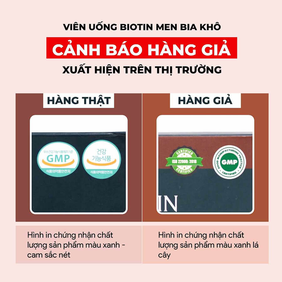 cách phân biệt viên uống mọc tóc Biotin men bia khô myphamhera.com