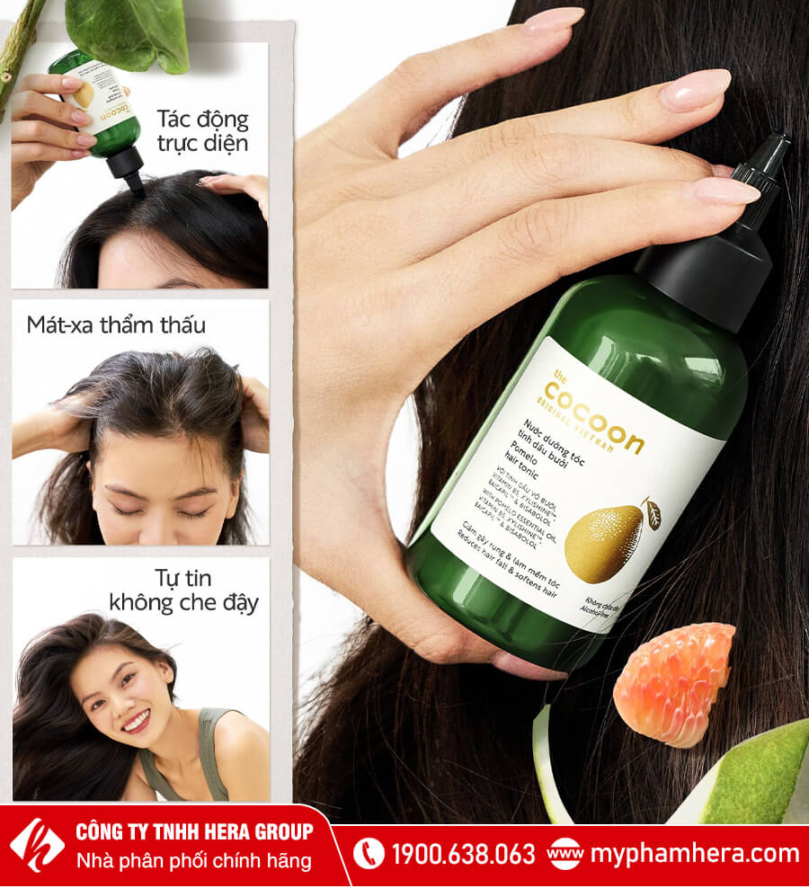công dụng nước dưỡng tóc tinh dầu bưởi cocoon myphamhera.com