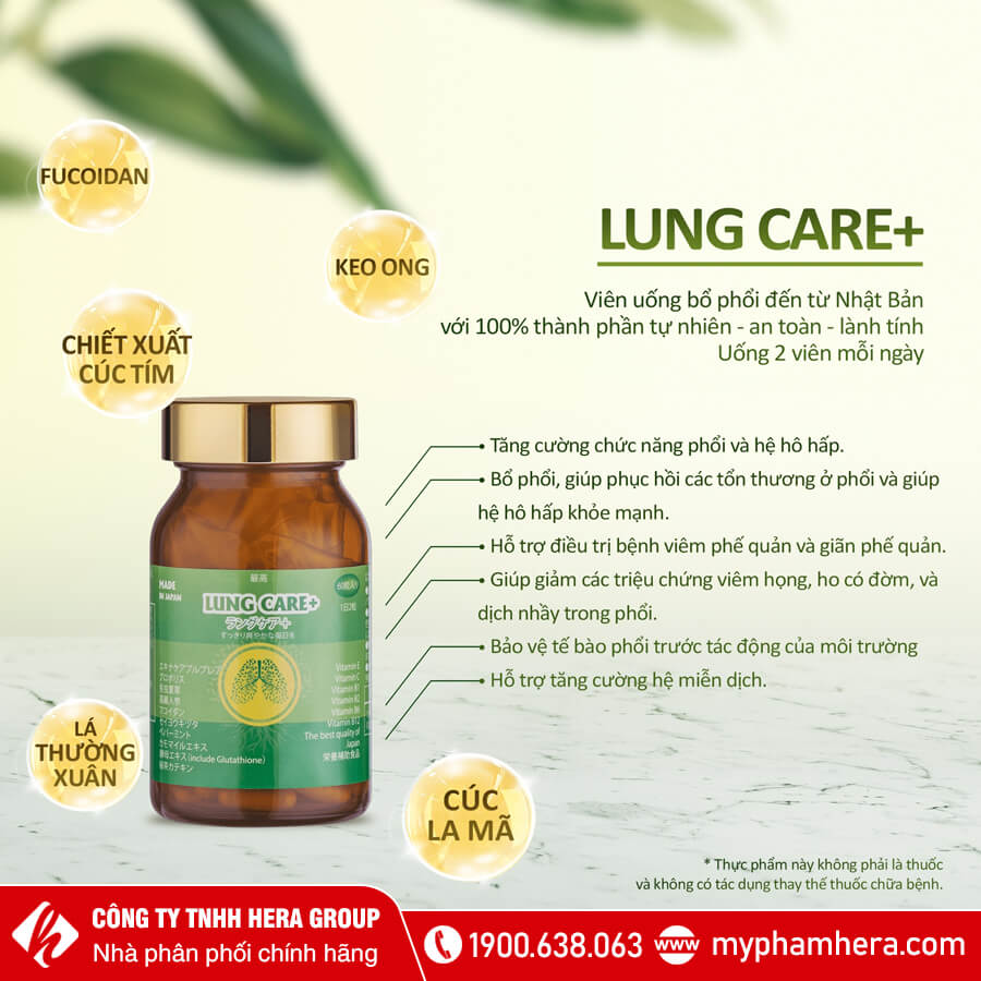 Viên uống Lung Care+ Jpanwell hỗ trợ hệ hô hấp, giúp phổi khỏe mạnh