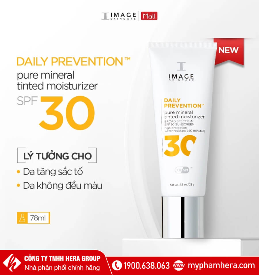 Kem Chống Nắng Cho Da Không Đều Màu, Tăng Sắc Tố Image Skincare Daily Prevention Pure Mineral Tinted Moisturizer Spf 30