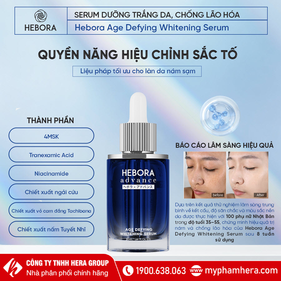Serum dưỡng trắng da, chống lão hoá Hebora 30ml